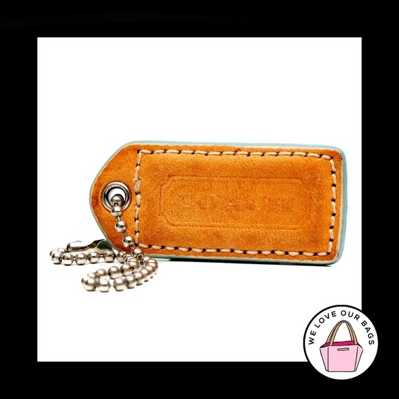 2" Medium COACH Saddle Brown LEATHER Nickel Key Fob Bag Charm Keychain Hang Tag - Picture 1 of 2